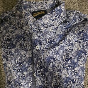 Daniel Cremieux Blue and White Paisley Shirt